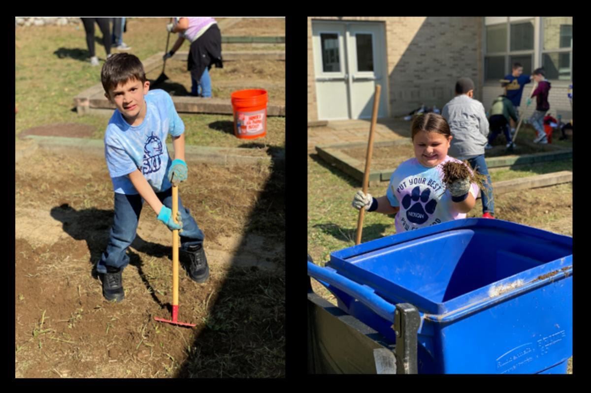 NES students gardening in the fall